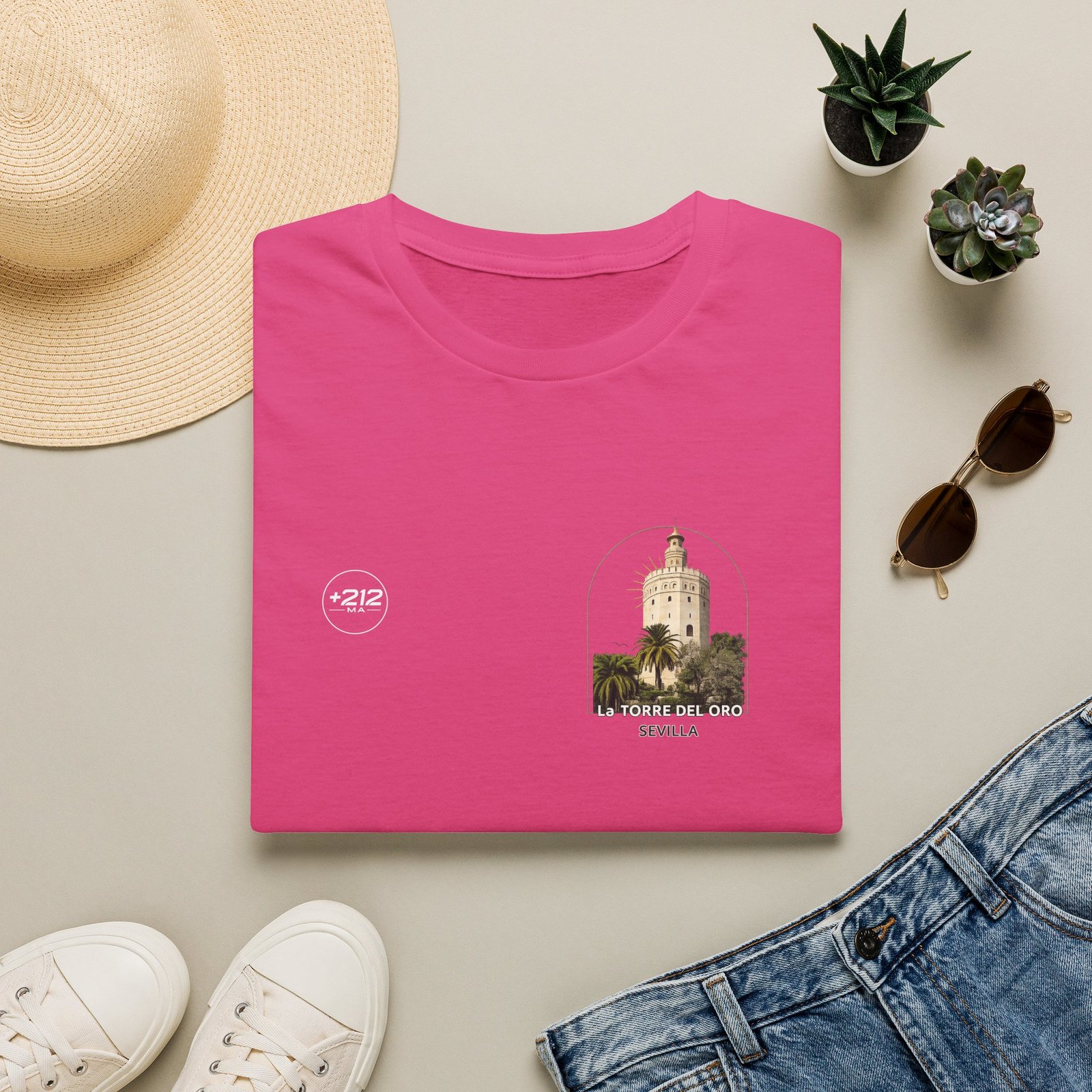 T-Shirt — La Torre del Oro Sevilla Vintage Travel Tee - Image 49