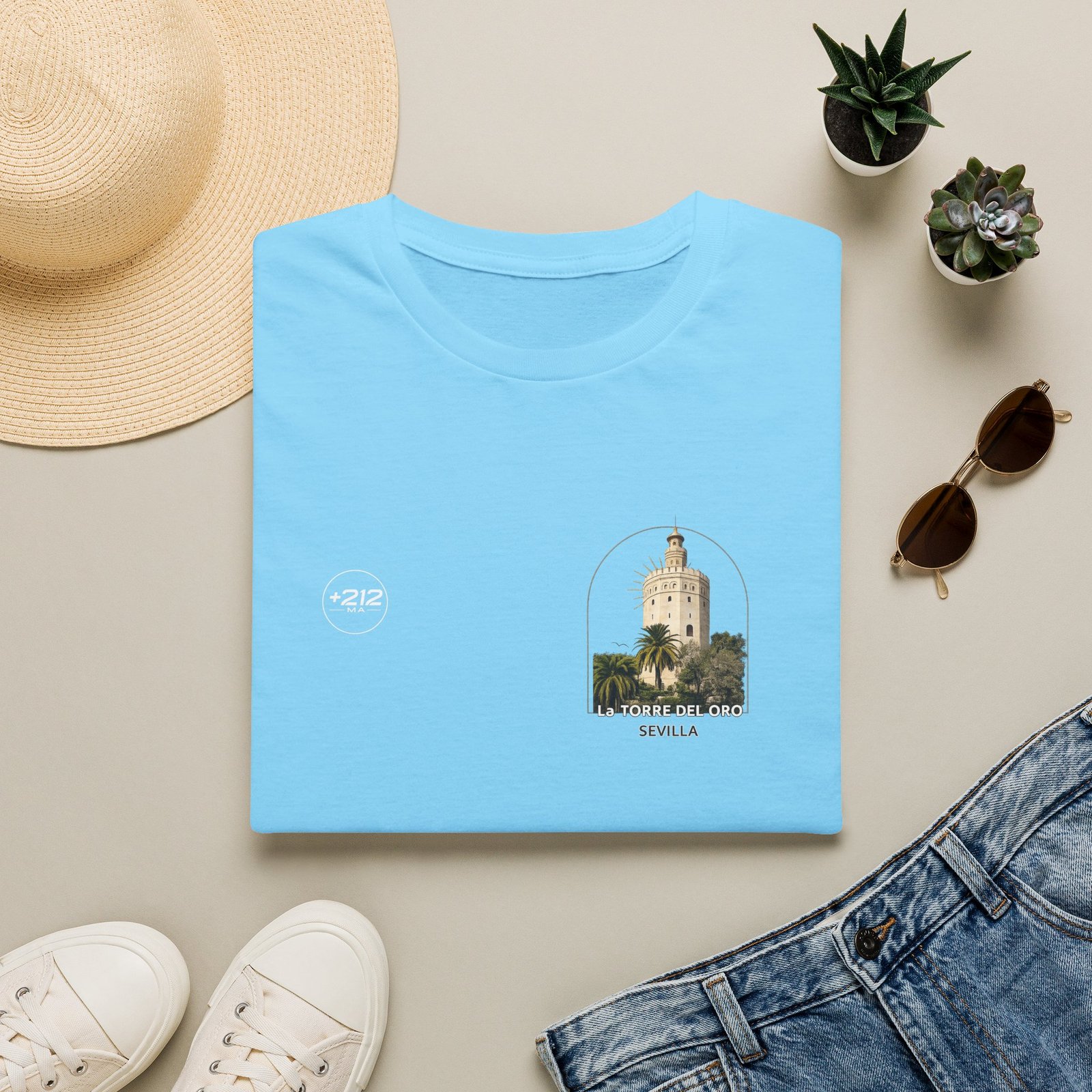 T-Shirt — La Torre del Oro Sevilla Vintage Travel Tee - Image 33